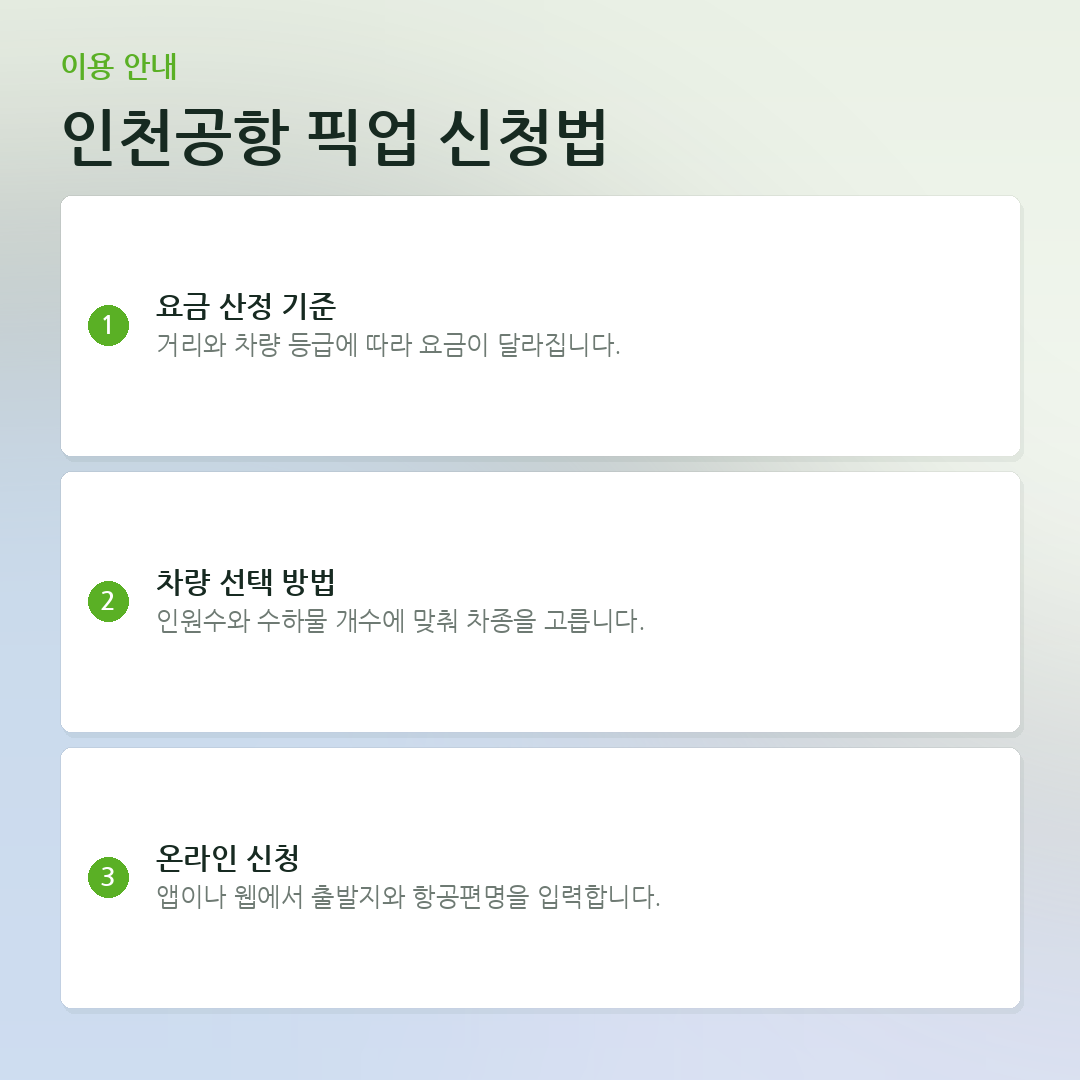 인천공항 픽업 신청법 요약 카드