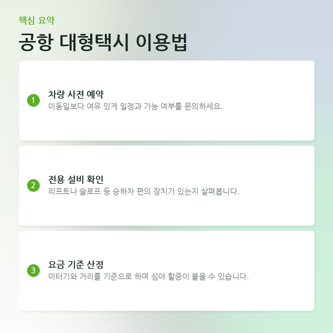 공항 대형택시 이용법 요약 카드