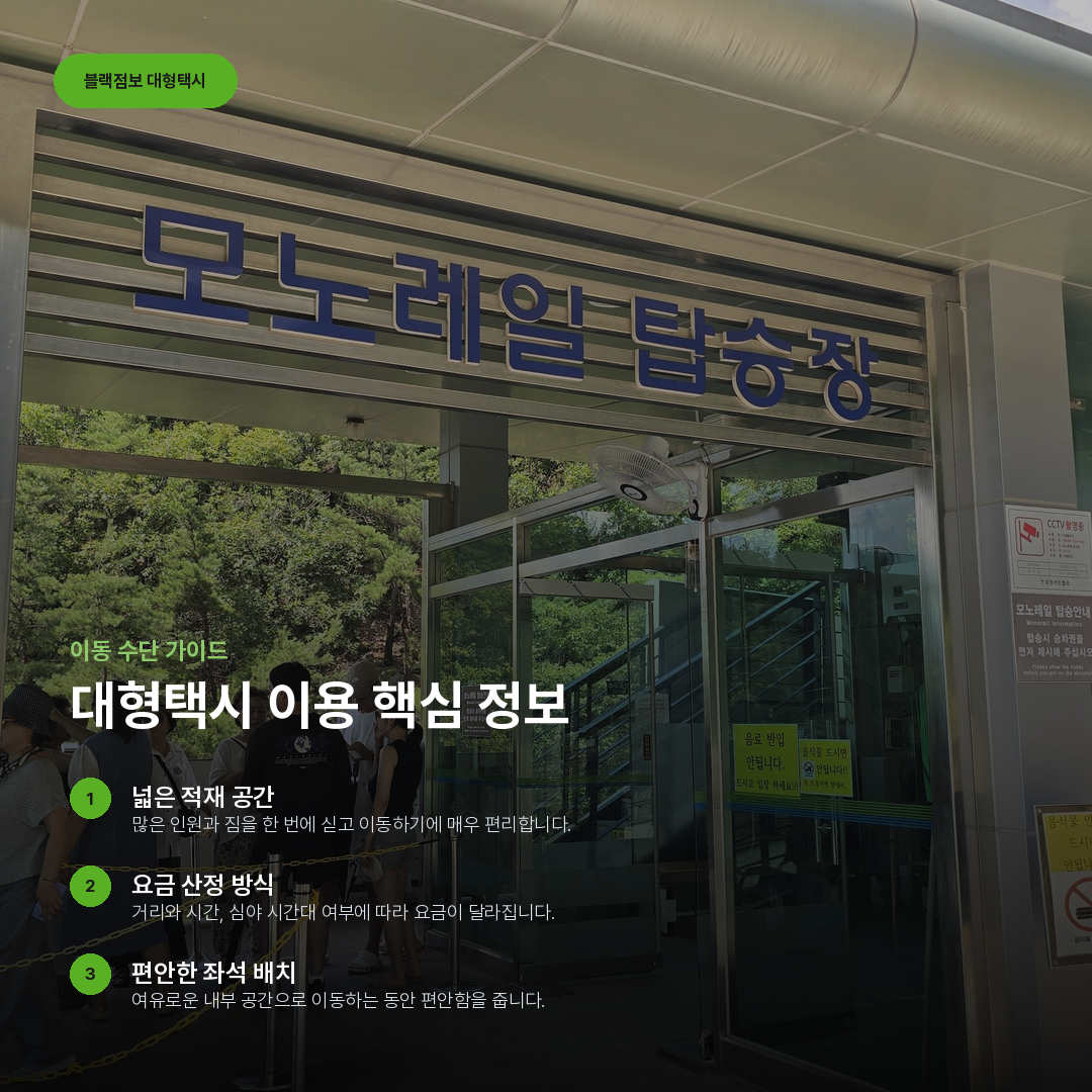 대형택시 이용 핵심 정보 요약 카드