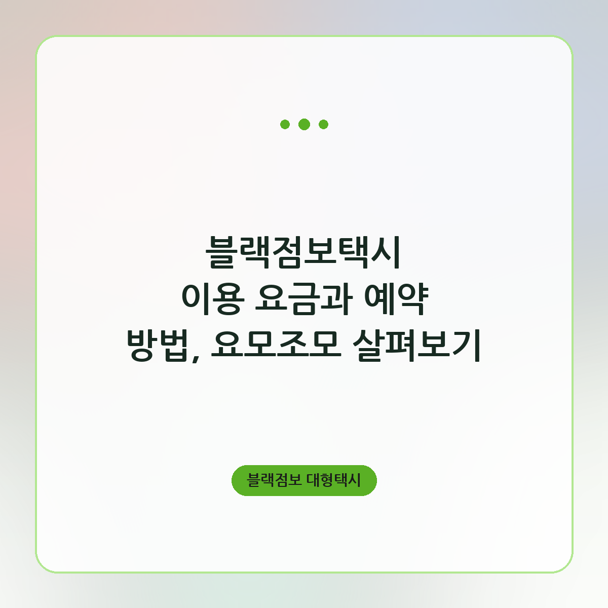 블랙점보택시 이용 요금과 예약 방법, 요모조모 살펴보기